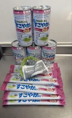 【新品】BeanStalkすこやかM1液体ミルク200ml×5缶スティック11本