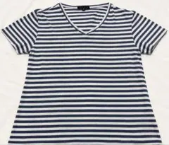 Theory メンズ Vネック ボーダー Tシャツ 36