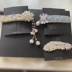 パールとクリスタルのヘアピンセット　3点セット　D