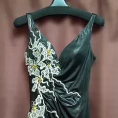 EauSouage サテン ビジュー刺繍　ロングドレス