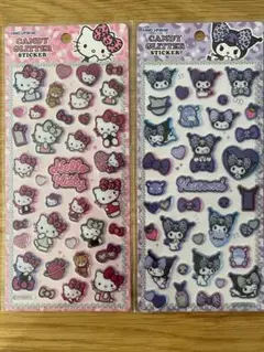 ハローキティ＆クロミ キャンディグリッターステッカー 2枚セット
