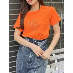 dazzlin ダズリン ロゴアートTシャツ　ラインストーン オレンジ タグ付きのサムネイル