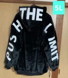 メンズ バッグロゴパーカーファーブルゾン 大きいサイズ6L相当の5L 黒＆白