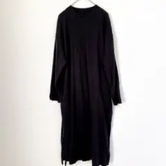 無印良品 ワンピース【M】カットソー 無地　ミディ丈 ブラック ノームコア