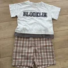 petit main Tシャツ チェック柄ショートパンツ セットアップのサムネイル