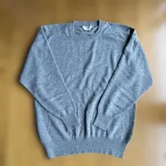 グレー クルーネック 長袖セーター　カシミヤ　レディース