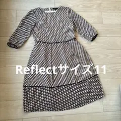Reflect幾何学模様 七分袖 Aラインワンピース