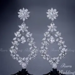 高品質ピアス★キュービックジルコニア新品ブライダルウェディングアクセサリー揺れる