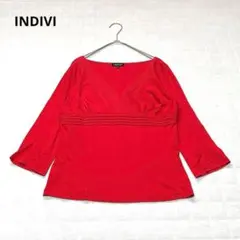 INDIVI インディヴィ　七分袖カットソー　トップス　レッド 赤　38 M相当