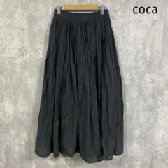 coca コットンボイルフレアスカート ショート丈 インド綿100%⁠ ブラックのサムネイル