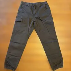 ダークグレー カーゴパンツ エラスティックウエスト