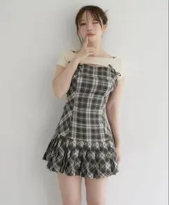 ANDMARY Lulu check set mini dress black - メルカリ