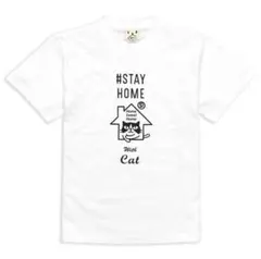 STAY HOME 猫 Tシャツ 白