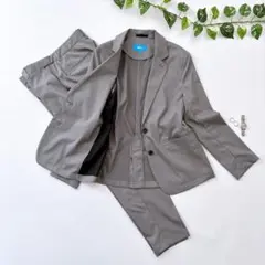 WWS　洗える高機能パンツスーツ　セットアップ　ストレッチ素材　グレー　L