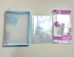 シール帳　6リングファイル　水色　フリーポケット