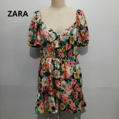 ZARA ザラ　花柄プリントオフショルワンピース