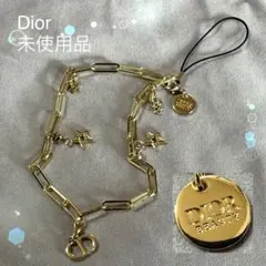 新品未使用 Dior 星型チャーム付 チェーンストラップ ノベルティ ゴールド
