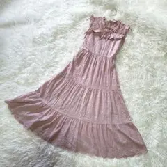 00s axesfemme ボウタイロングワンピース レース コットン フリル