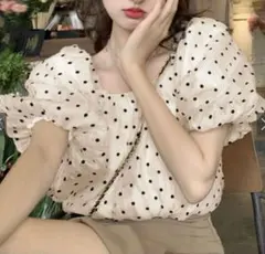 GRL ドット柄シアーバルーンスリーブブラウス ac2247