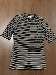 美品☆アースミュージックアンドエコロジー レトロボーダーカットソー Navy M