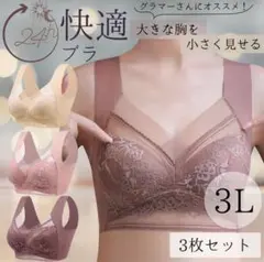 ナイトブラ シームレスブラ ノンワイヤー 3L 3枚セット ブラジャー 下着