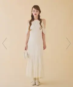 【NICE CLAUP】アメスリロングワンピース　(アイボリー)