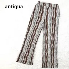 アンティカ プリーツパンツ ストライプ ニュアンス柄 ブラウンミックス F