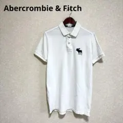 アバクロ ポロシャツ 半袖 ロゴ刺繍 ビッグロゴ ホワイト L