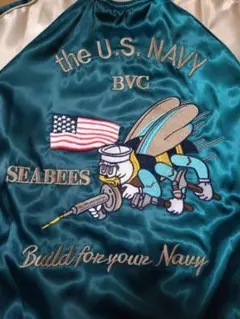 スカジャン US ネイビー刺繍リバーシブル 新品未使用 X L サイズ