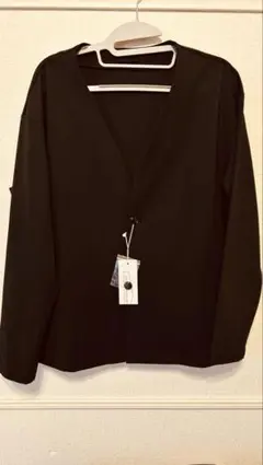 メンズカーディガン ノーカラージャケット ストレッチ 春夏 M 黒のサムネイル