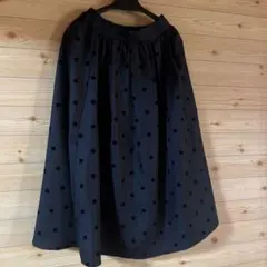 レトロ可愛い　ドットプリントフレアースカート　黒Mサイズ