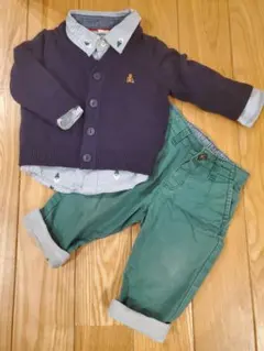 baby Gap 6~12M ネイビー カーディガン サンタ柄シャツ