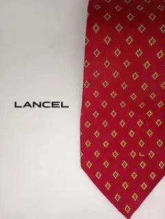 LANCEL ランセル ネクタイ 小紋柄 ボルドーレッド 美品のサムネイル