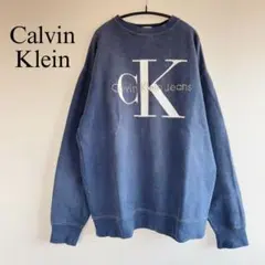 90's カナダ製 カルバンクライン ロゴプリント スウェット ロゴ刺繍　裏起毛