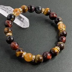 【在庫整理セール】ミックスタイガーアイ、ルチルクォーツのブレスレット　天然石
