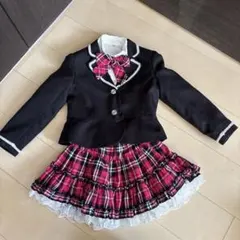 値下げしました!フォーマルスーツ 黒・ピンク チェックリボン　120センチ