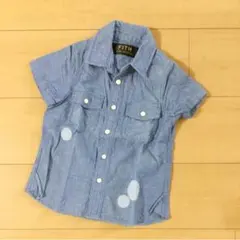 美品☆FITHフィス シャンブレーシャツ半袖シャツ110☆ドット柄