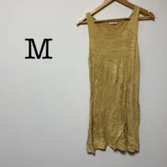 Mサイズ ノースリーブ ミニワンピース タンクトップ 薄手 イエロー 黄色 淡い