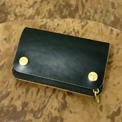 ホースハイド　トラッカーウォレット　ミドル　緑　3層　alps