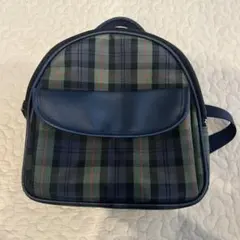 川越ひばり幼稚園　チェック柄ネイビー小型バッグ