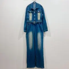★デニムオールインワン 【XL】つなぎ オーバーサイズ ワークウェア ダメージ
