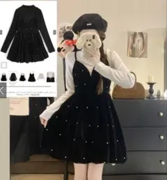 GRL グレイル ビジュー ベロア ミニワンピース インナー セット