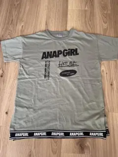ANAP girl カーキ半袖ロゴTシャツ　サイズM（155-165）