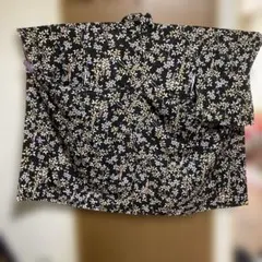 黒地　小花柄 織柄　扇　袷　小紋 着物