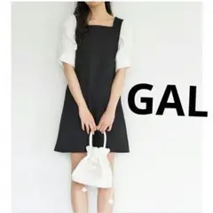 A216 GRL 袖切り替えワンピース ドッキング　ミニ丈 Lサイズ 白黒