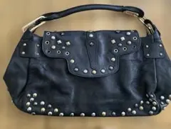 H&M Jimmy choo コラボ スタッズ付き黒レザーハンドバッグのサムネイル