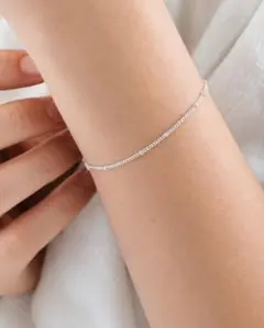 ステンレス 華奢なビーズチェーン ブレスレット シンプル シルバー