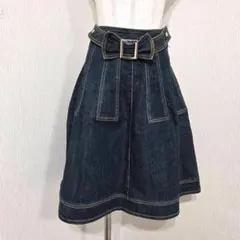TO BE CHIC デニムフレアスカート リボン着脱可（38）ストレッチのサムネイル