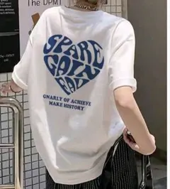 バックプリント 半袖Tシャツ ホワイト ハートロゴ