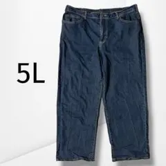 【ノーブランド】ワイドデニムパンツ 大きいサイズ ゆったり カジュアル 5L